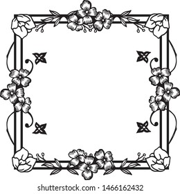 Simple flower frame on a white background, design for greeting card, invitation card, poster. Vector