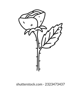 Simple flower. Hand drawn doodle style. Vector illustration isolated on white. Coloring page.