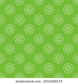 Simple Flower in a Hippie style vector green concept thin line seamless pattern