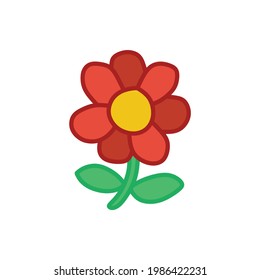 simple flower icon colored line art