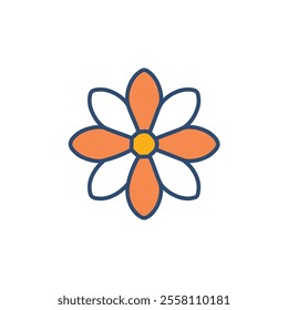 Simple flower icon. Delightful blossom graphic; symbolizes purity, new beginnings, and growth.