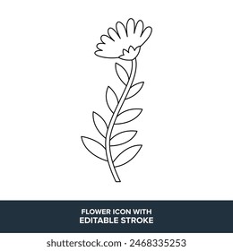 Simple Flower Icon with Editable Stroke