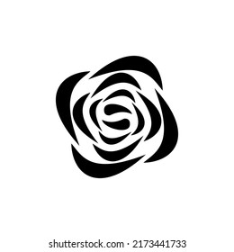 Simple Flower Icon, Glyph Style, Black