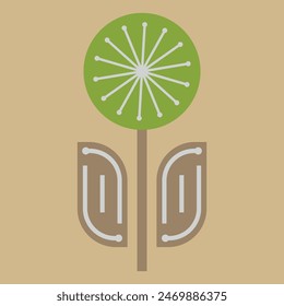 Icono de flor simple símbolo abstracto mínimo en estilo plano para postales Diseños web tejidos Ilustración vectorial de embalaje