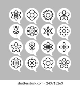 Simple flower icon set
