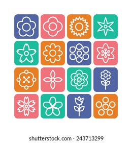 Simple flower icon set