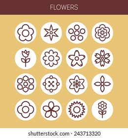 Simple flower icon set