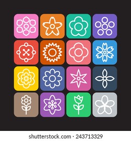 Simple flower icon set