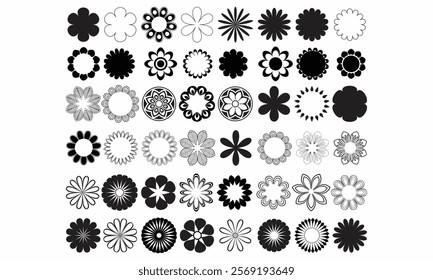 Simple Flower icon set. incredible flower icons art. simple flower vector.Assorted flower shape set.