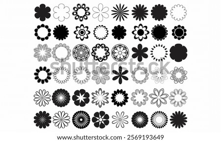 Simple Flower icon set. incredible flower icons art. simple flower vector.Assorted flower shape set.