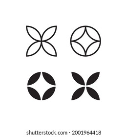Simple flower icon silhouette, line style flower icon, floral illustration for logo, template and brochure