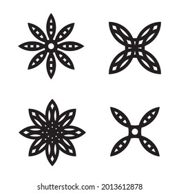 Simple flower icon silhouette, line style flower icon, floral illustration for logo, template and brochure