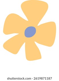 Un icono de flor simple en suave amarillo pastel, con líneas limpias y un diseño minimalista