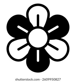 A simple flower icon suitable for botanical themes or decoration in digital projects.