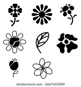 Conjunto de vetor de ícone de flor simples