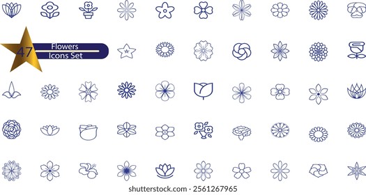  simple flower icons in black and white.