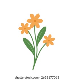 Simple flower illustration. Hand-drawn flower illustration. Flower illustration. Flat design colored flower illustration
