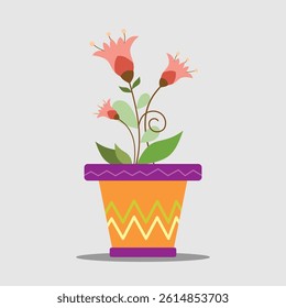simple flower illustration in soft colors. with stems and leaves that are still fresh and standing upright. with a spring theme and a simple vector style, suitable for use as an element design