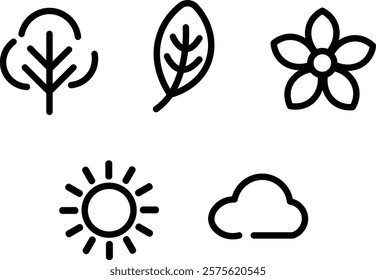 simple flower leaf cloud icons. incredible flower icons art. simple flower vector