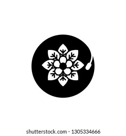 Simple Flower Leaf Music CD Vinyl Record Eco Nature Music. Can use for icon or logo