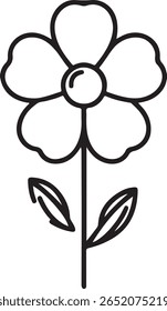 Simple flower with leaves and stem bloom petal