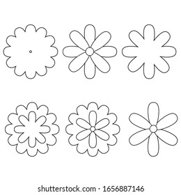 A Simple Flower Line Art Design.Set of contour flowers isolated on a white background.Simple flowers.Floristic.Vector illustration