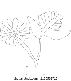 Simple Flower Line Art design