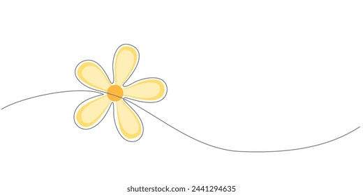 Simple flower line art style clip art on transparent background	