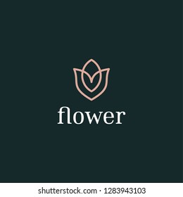 simple flower line logo design