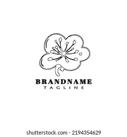 simple flower logo cartoon icon design template black modern isolated illustration