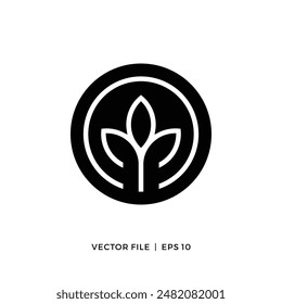 Diseño simple del logotipo de la flor en un círculo