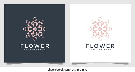 Simple flower logo design line art with creative concept