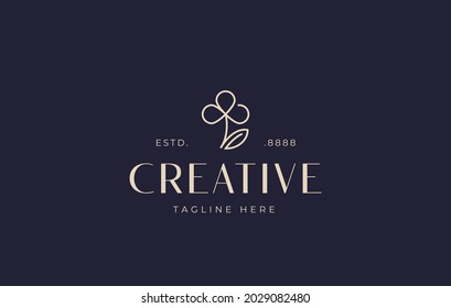 Simple Flower Logo Design Template. Minimalist Floral Line Design. Creative Vector Icon Design Concept.