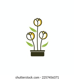 simple flower logo design vector, nature logo inspiration, plants logo design