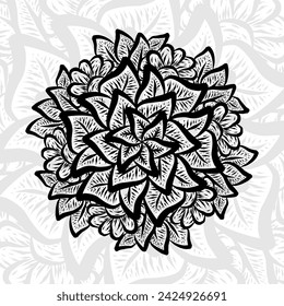 Simple flower mandala on a white background. Monochrome mandala. Simple and elegant mandala