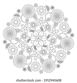 simple flower mandala vector illustration for henna, mehndi, decoration, coloring book mandala art