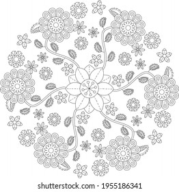 simple flower mandala vector illustration for henna, mehndi, decoration, coloring book, mandala art