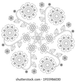 simple flower mandala vector illustration for henna, mehndi, decoration, coloring book, mandala art