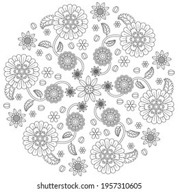 simple flower mandala vector illustration for henna, mehndi, decoration, coloring book, mandala art