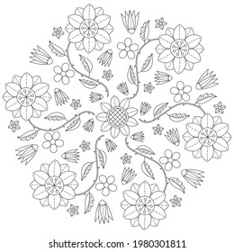 simple flower mandala vector illustration for henna, mehndi, decoration, coloring book, mandala art