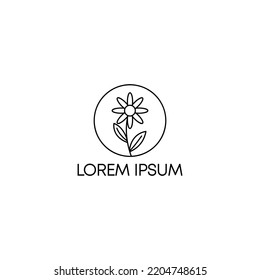 Simple Flower Monoline Modern Design Logo Vector