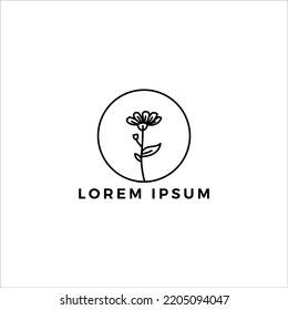 Simple Flower Monoline Modern Design Logo Vector