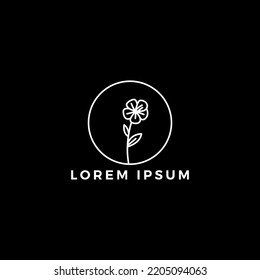 Simple Flower Monoline Modern Design Logo Vector