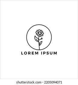Simple Flower Monoline Modern Design Logo Vector