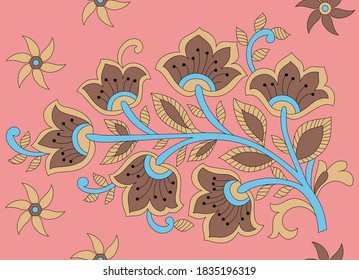 Simple flower motif pattern with pitch background