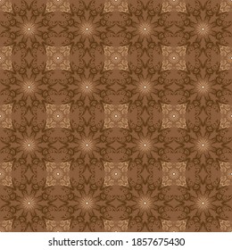 Simple flower motifs on Java batik with smooth brown color design.