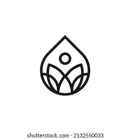 Simple Flower Oil Drops Logo Design