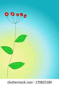 simple flower on blue background
