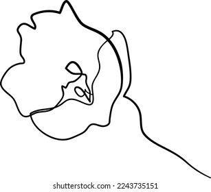 Simple Flor dibujo de una línea estilo bello ilustración diseño mínimo