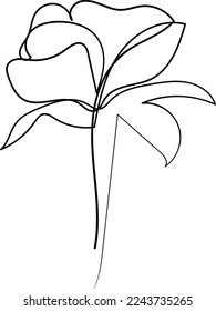 Simple Flower one-line art drawing style beautiful illustration minimal design
